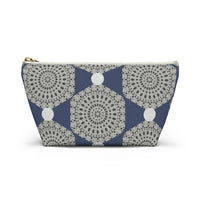 Lace Hexagon Accessory Pouch w T-bottom in Navy